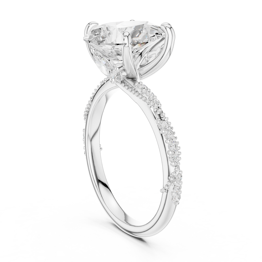 DDLR-966 - Solitaire Pear Ring - White Gold