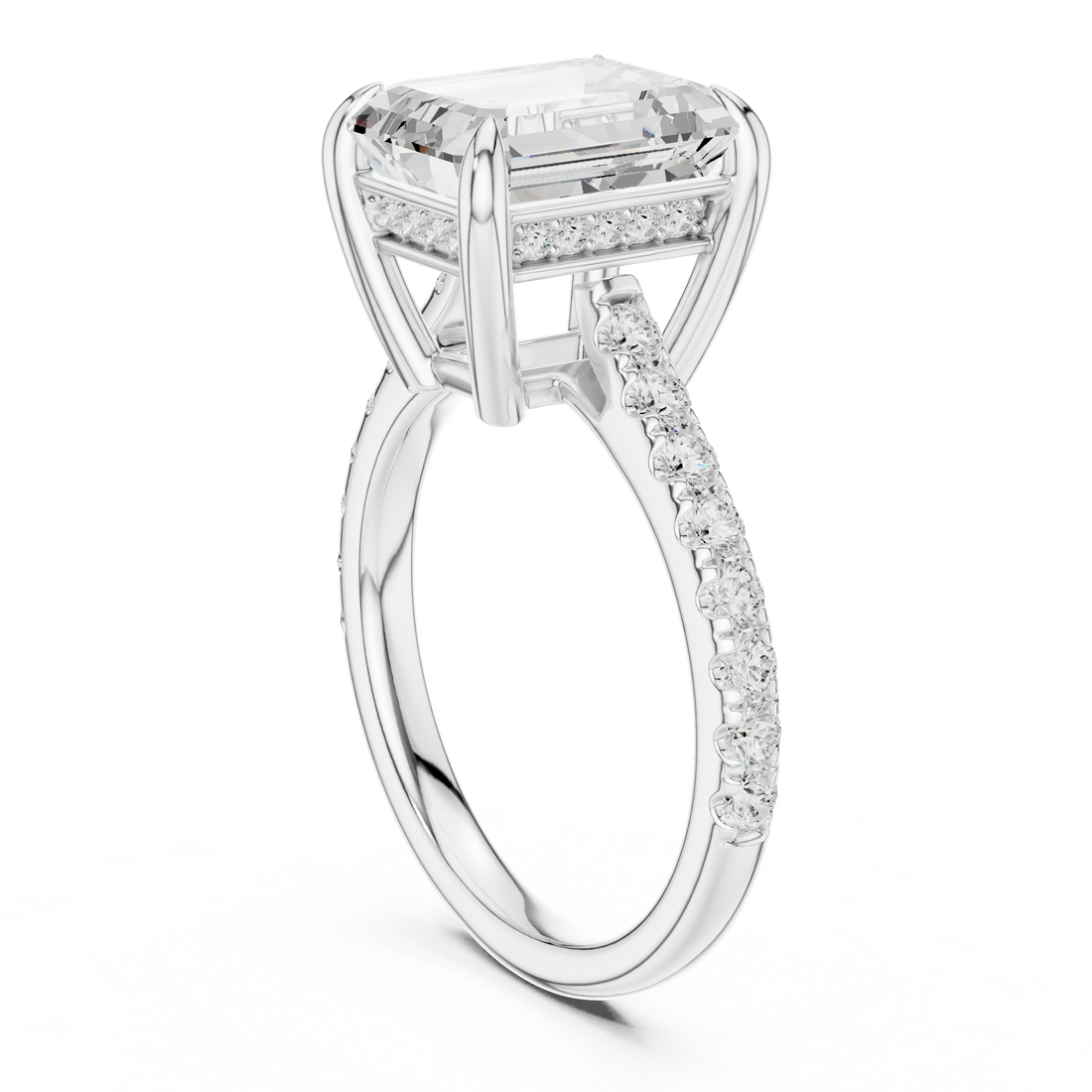 DDLR-1024 - Solitaire Emerald Ring - White Gold