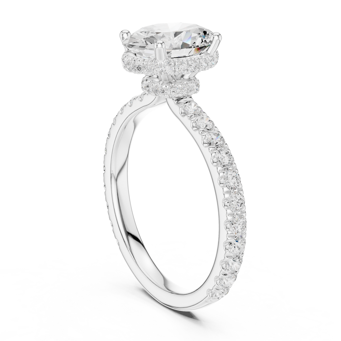 DDLR-165 -OV - Halo Oval Ring - White Gold