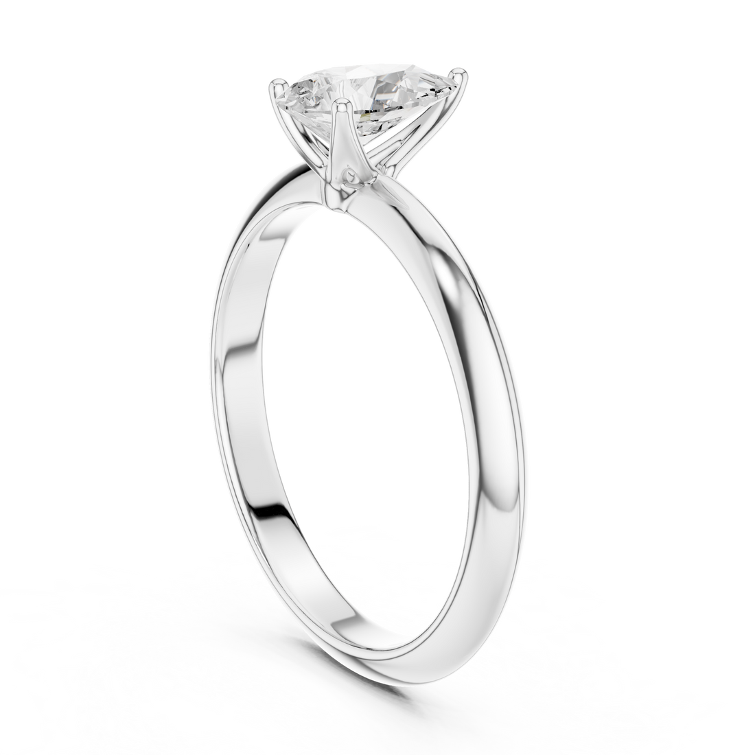 DDLR-146-PE - Solitaire Pear Ring - White Gold