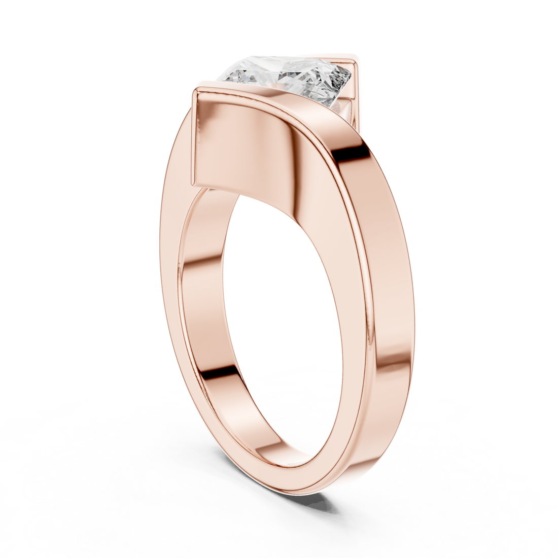 9#10051 - Bypass Princess Ring - White Gold