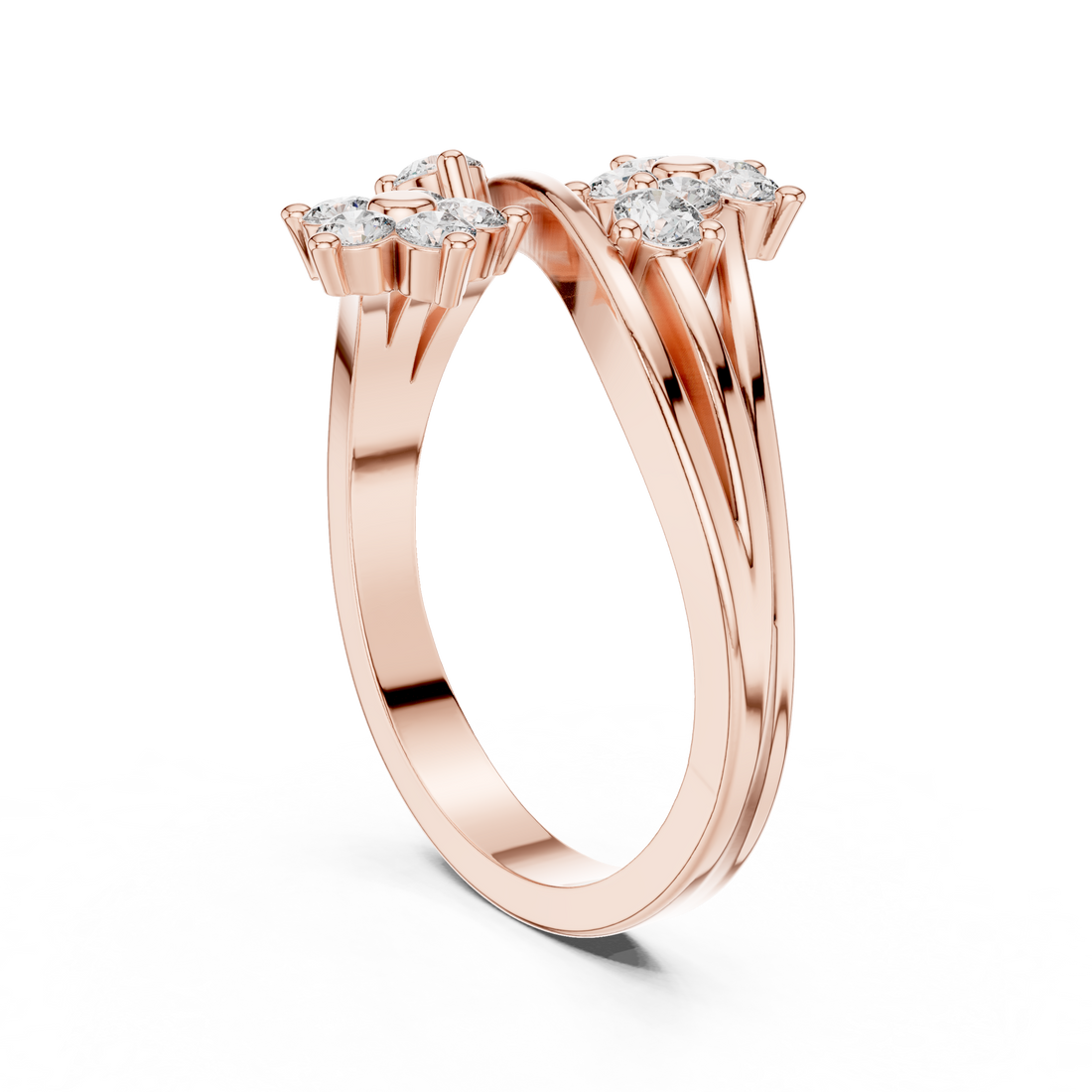 9#10068L - Bypass Round Ring - White Gold