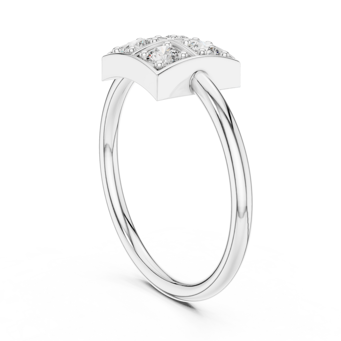 13 - Fashion Round Ring - White Gold
