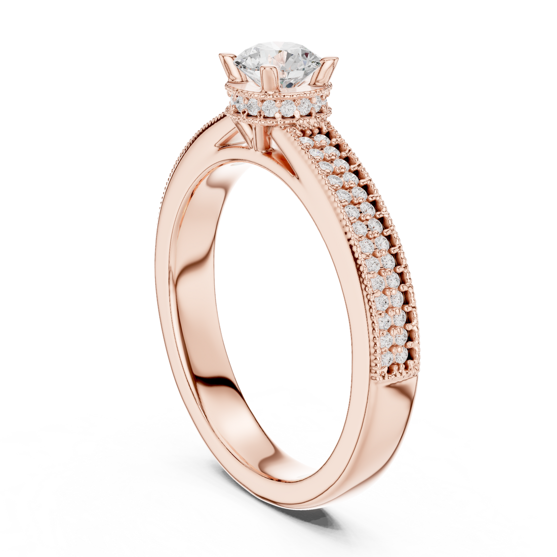 LR-0321 - Solitaire Round Ring - White Gold