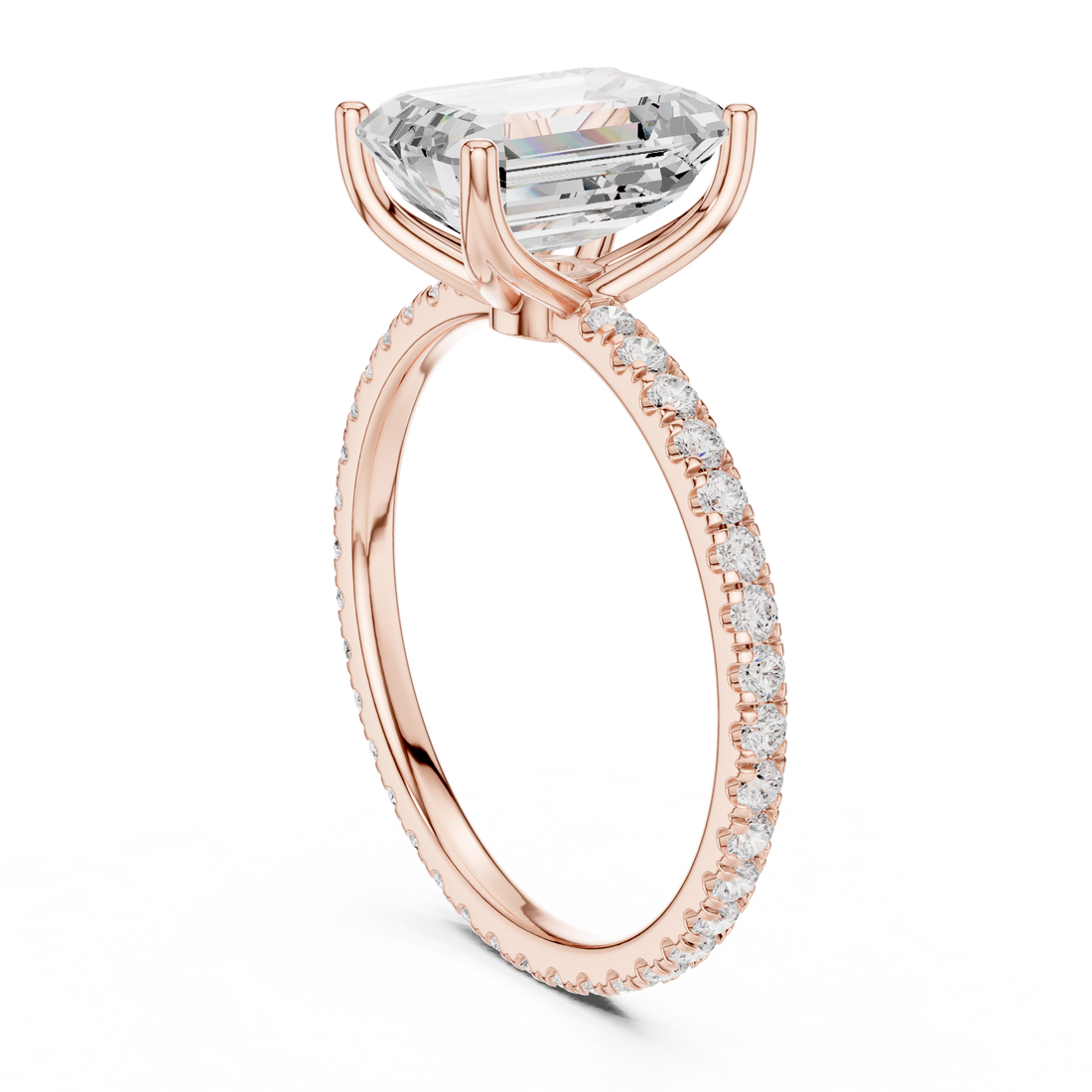 16 EM - Solitaire Emerald Ring - White Gold