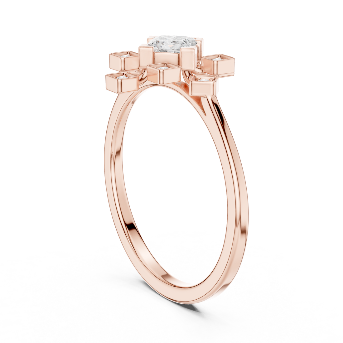 ALR-208 - Fashion Princess Ring - White Gold