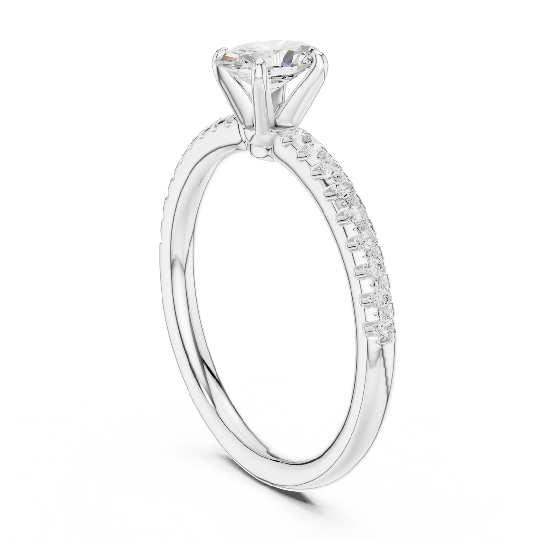 DDLR-588 - Solitaire Oval Ring - White Gold