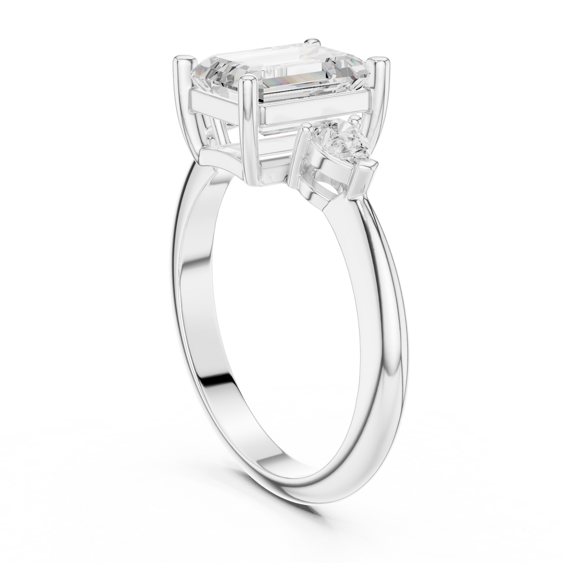 Three Stone Ring - Emerald | 66 EM - White Gold