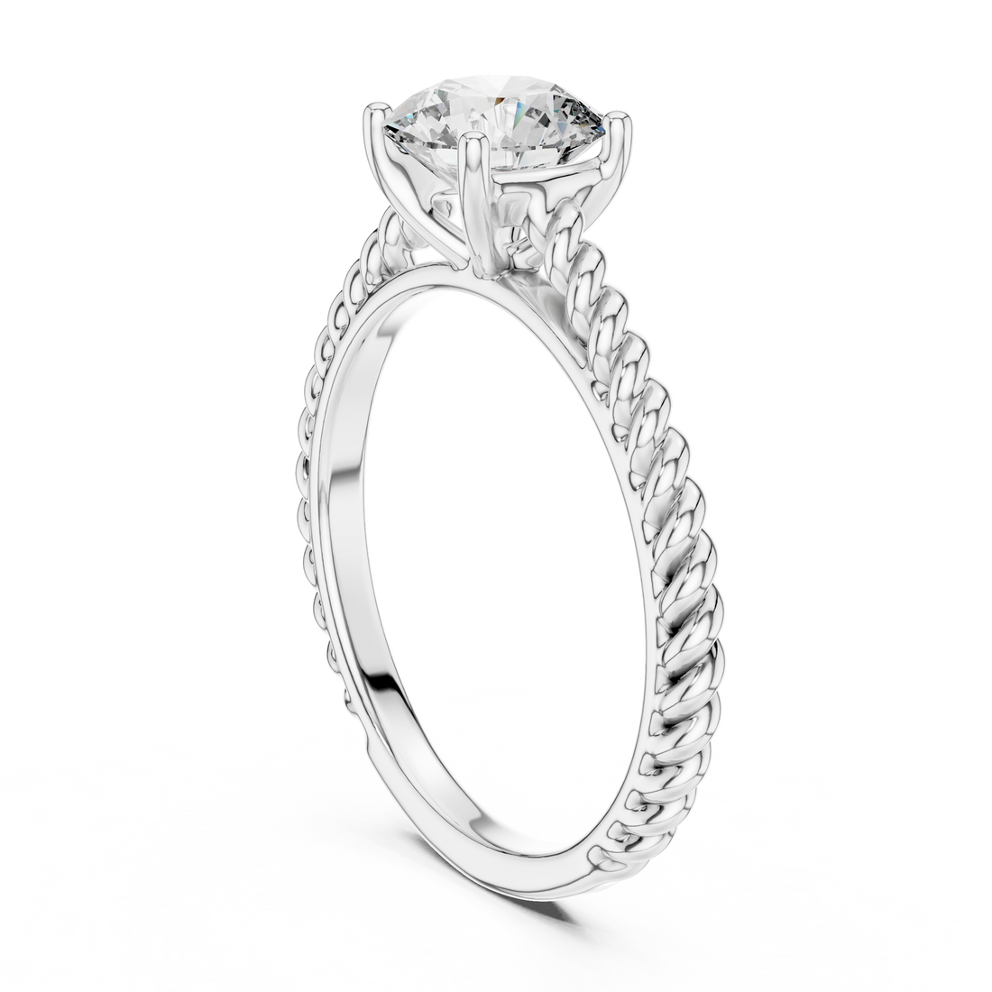LR-0011 - Solitaire Round Ring - White Gold