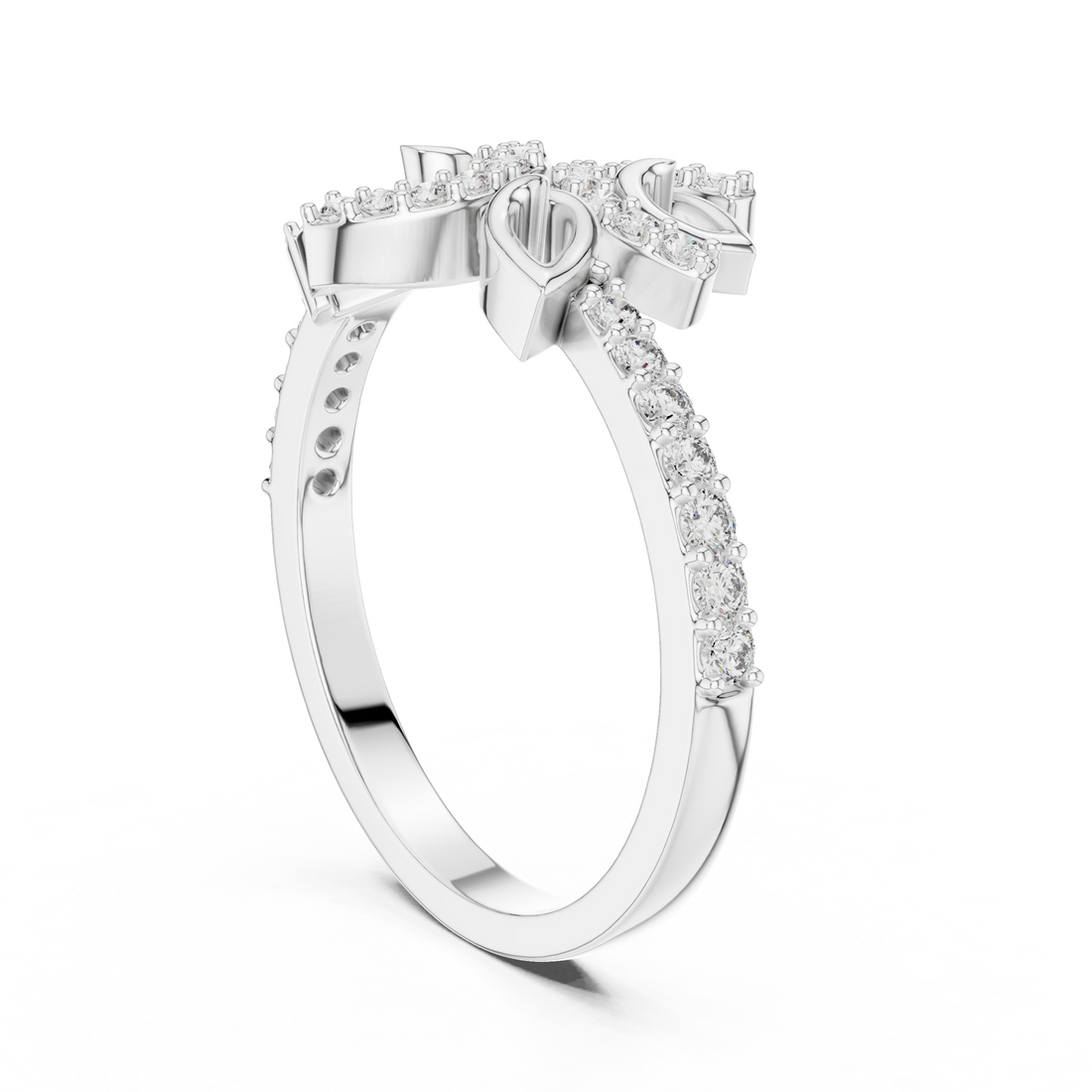 LR-01 (71) - Fashion None Ring - White Gold
