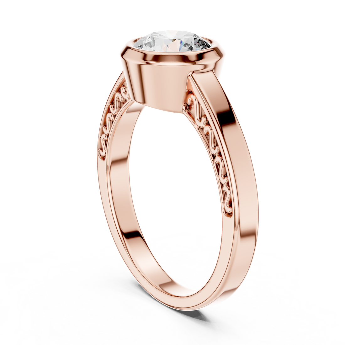 LR-0111 - Solitaire Round Ring - White Gold