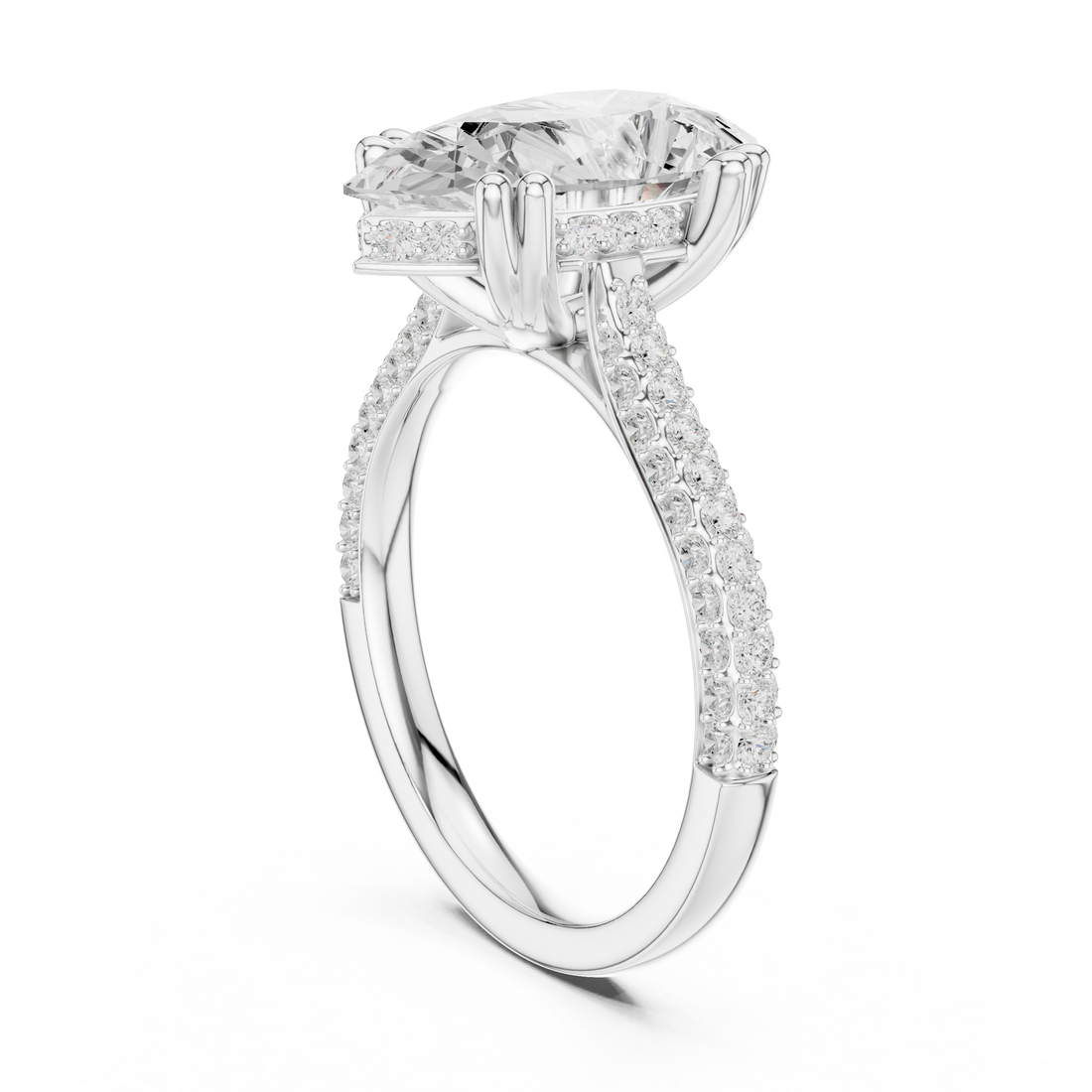 DDLR-260-PE - Solitaire Pear Ring - White Gold