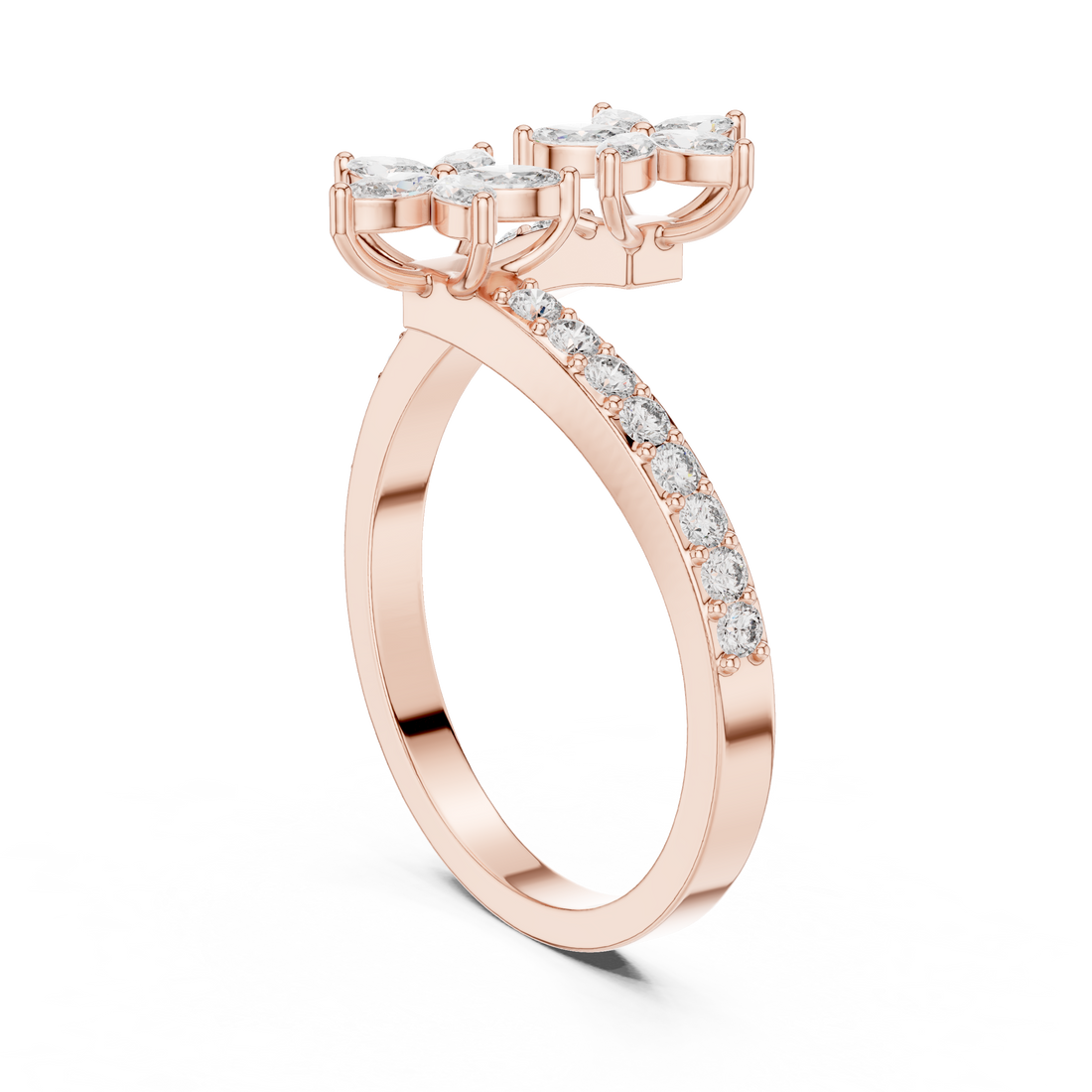 AGDLR-257 - Bypass Marquise Ring - White Gold