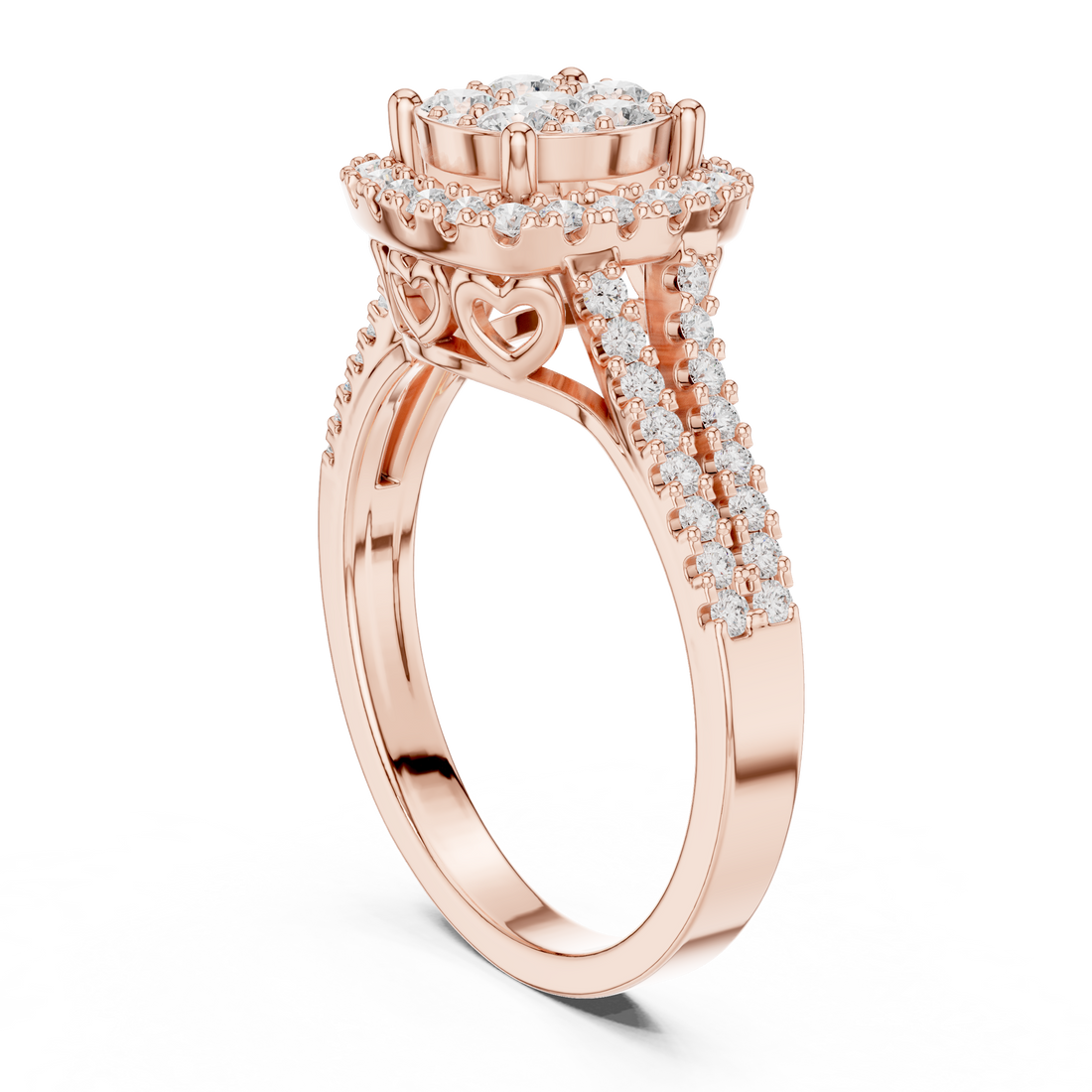 DDLR-454 - Halo Round Ring - White Gold