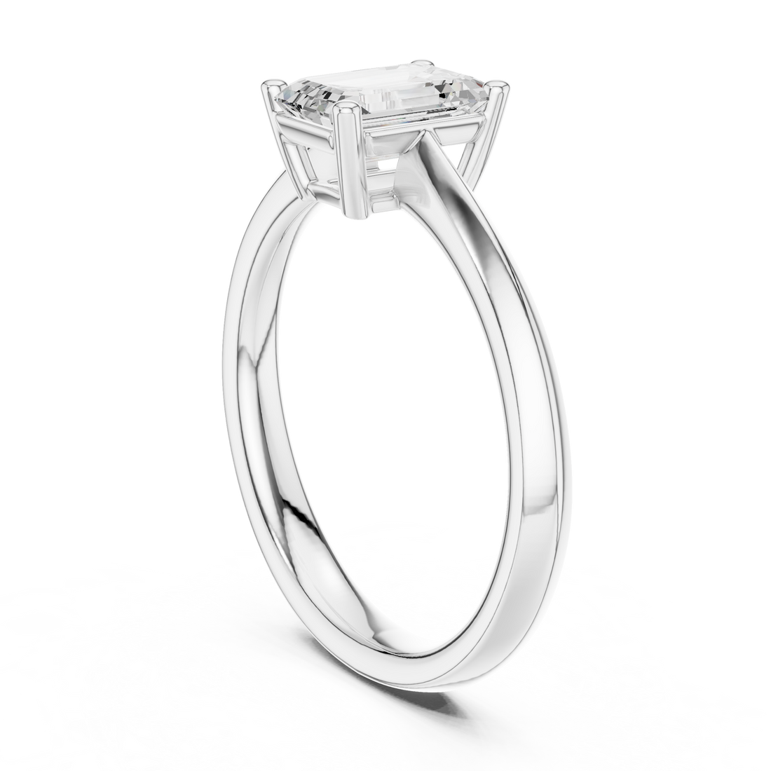 DDLR-537 - Solitaire Emerald Ring - White Gold