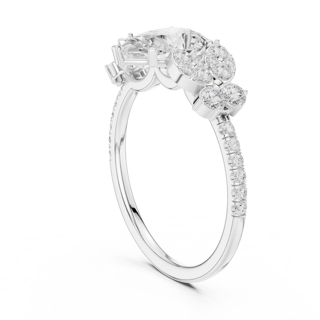 DDLR-1083 - Fashion Pear Ring - White Gold