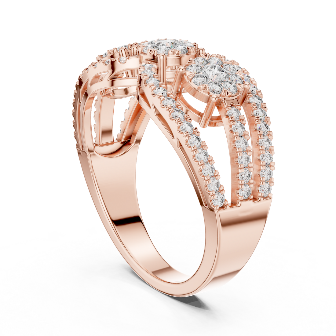 19#120004L - Fashion Round Ring - White Gold