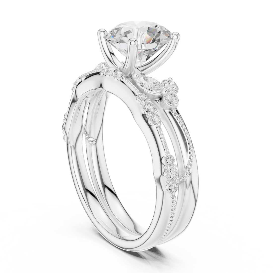 DDLR - 299 - ROUND - Solitaire Round Ring - White Gold
