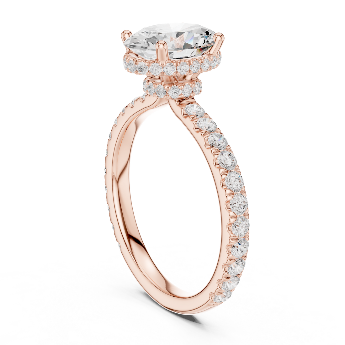 DDLR-165 -OV - Halo Oval Ring - White Gold