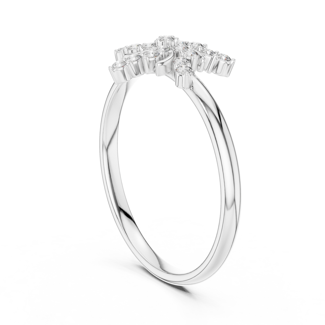 1 (277) - Fashion Round Ring - White Gold
