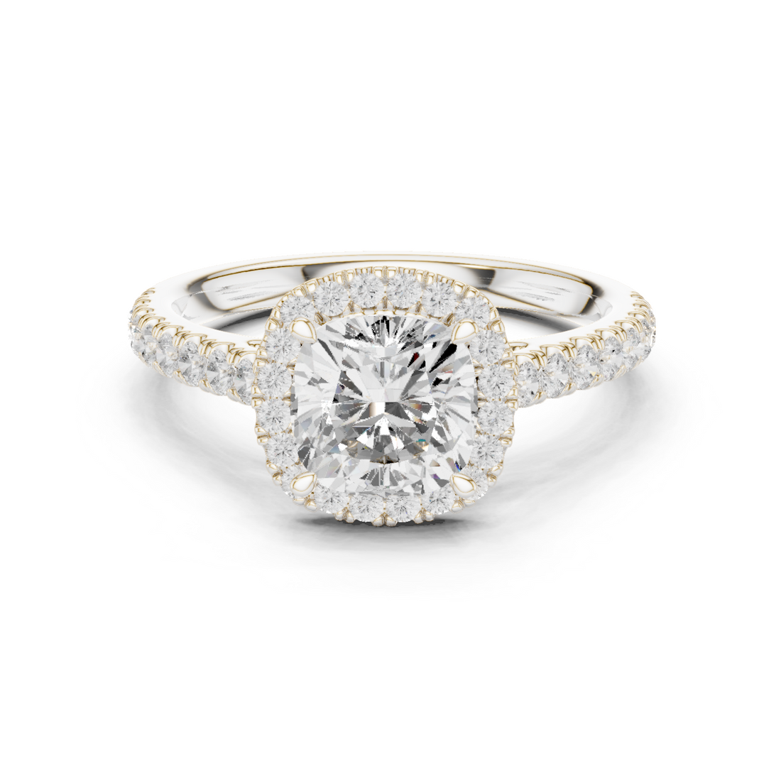 Halo Ring - Cushion | DDLR-118-CU - White Gold