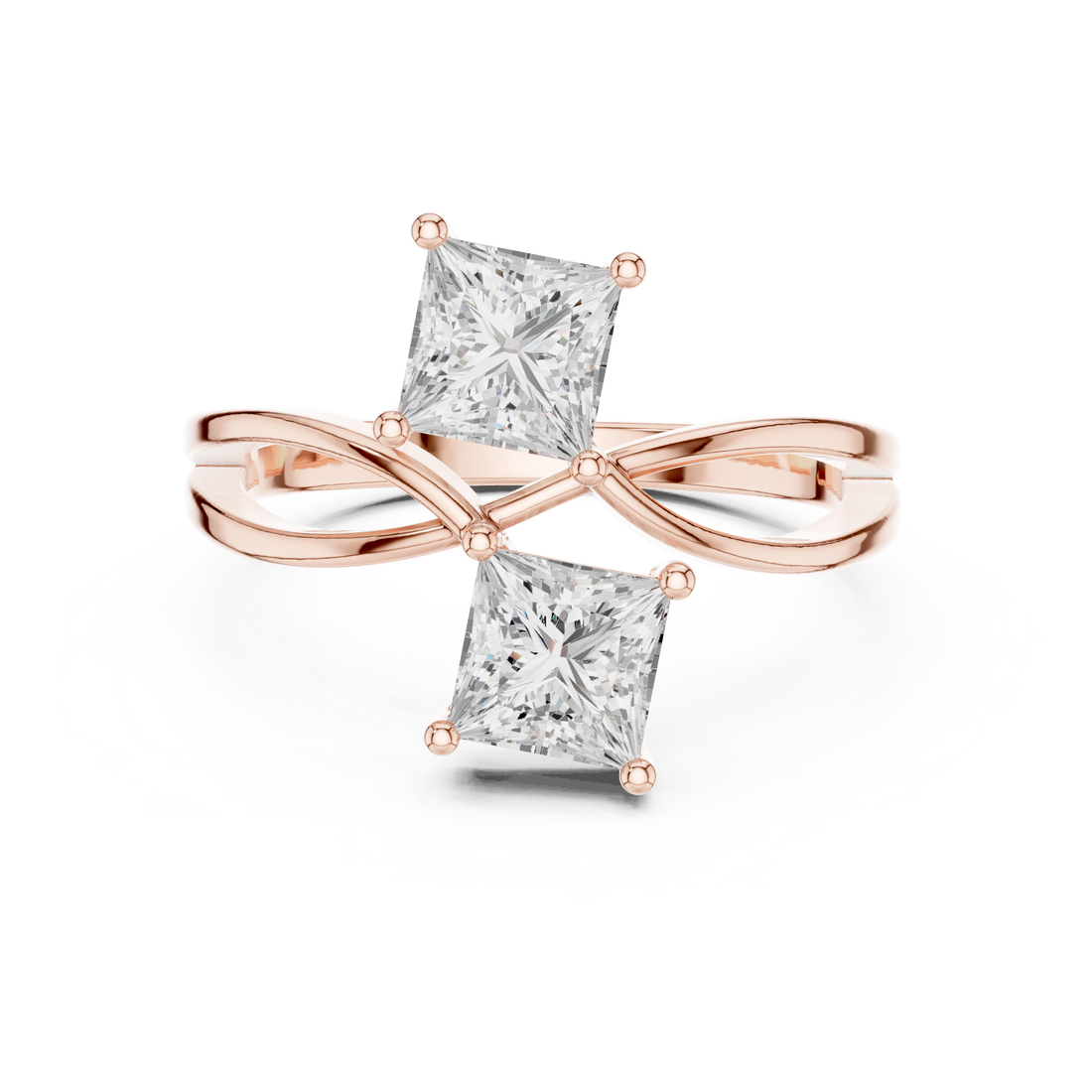Bypass Ring - Princess | DDLR-470 - Rose Gold