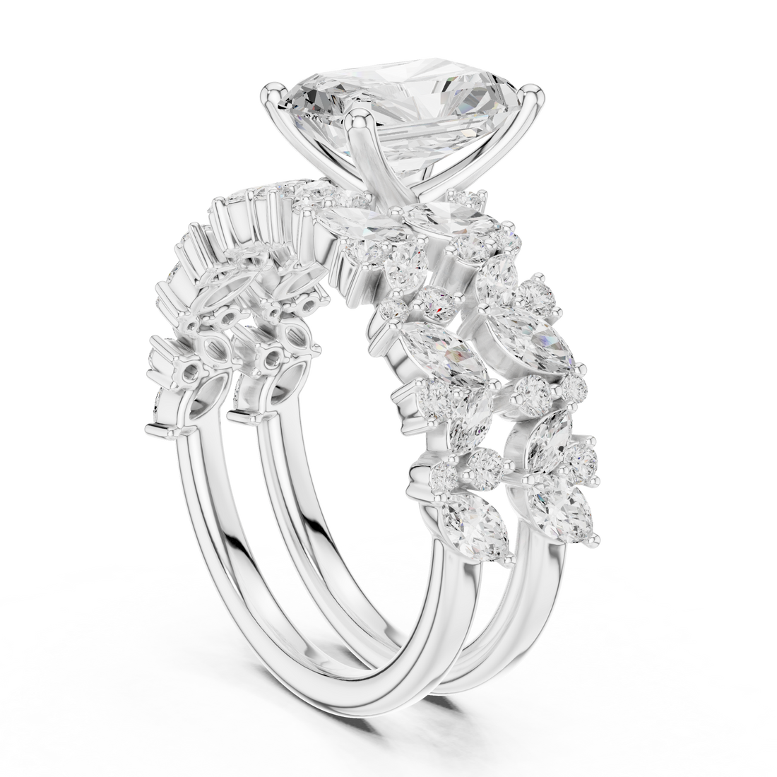 DDLR-946 - Fashion Radiant Ring - White Gold