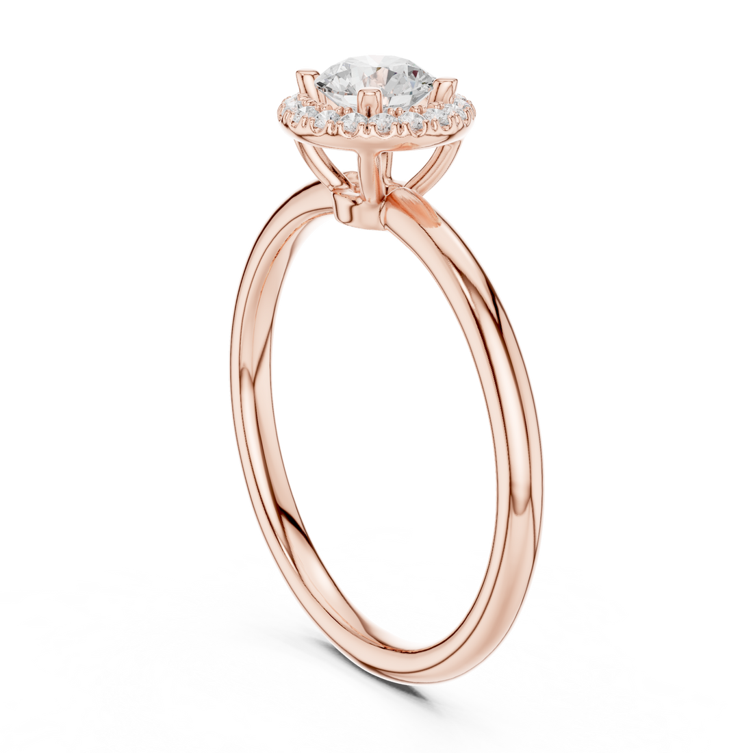 LR-0215 - Halo Round Ring - White Gold