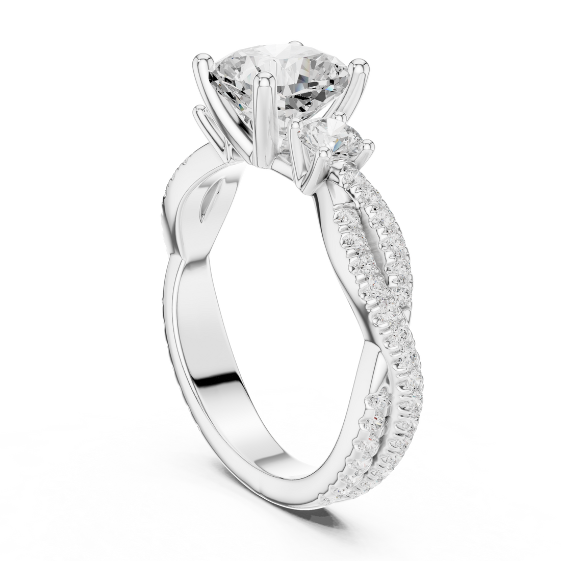 DDLR-281-CU - Three Stone Cushion Ring - White Gold