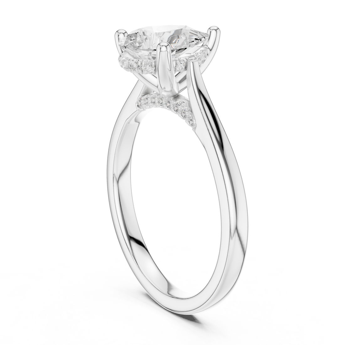 DDLR-163-R00837-PE - Solitaire Pear Ring - White Gold