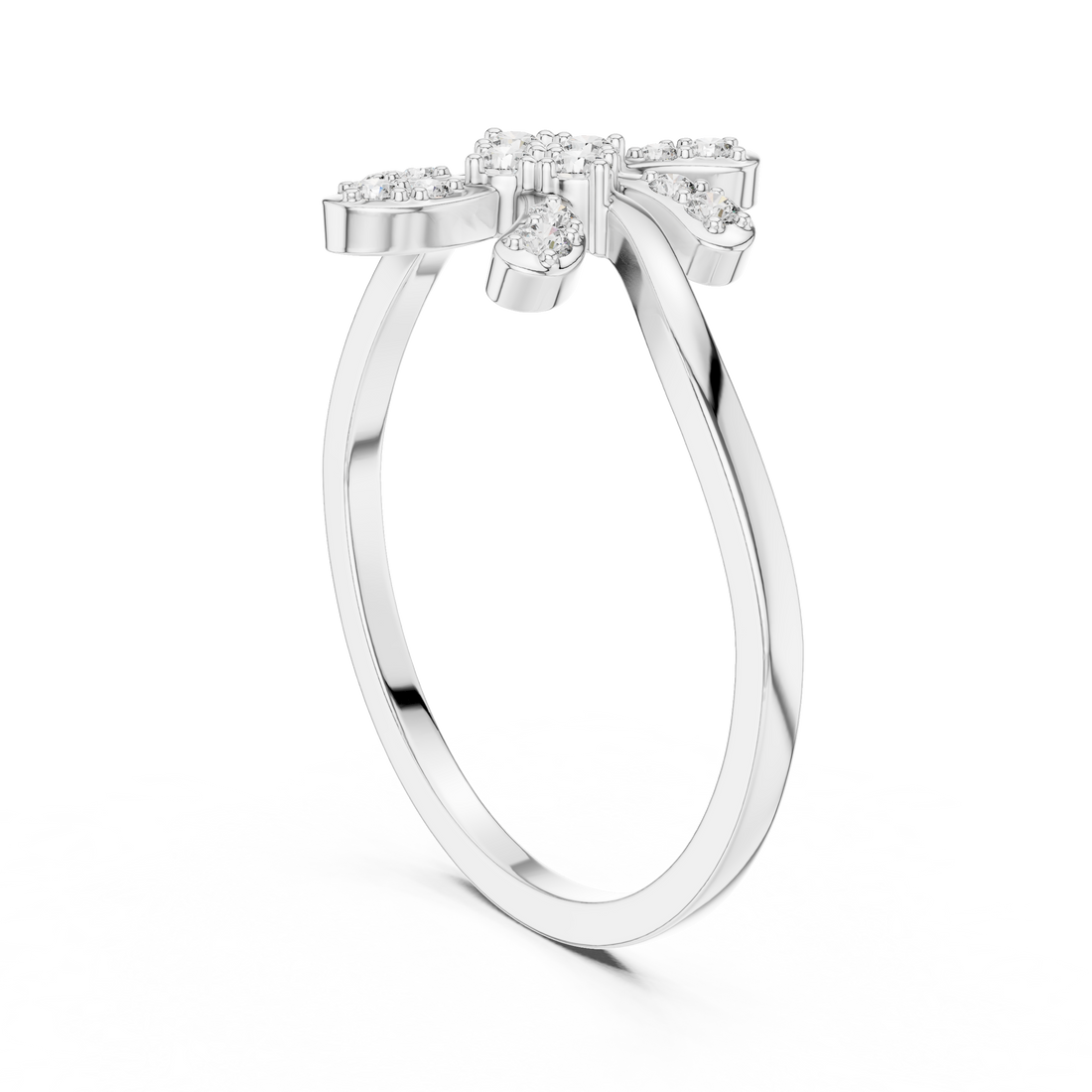 DR-6297 - Fashion Round Ring - White Gold