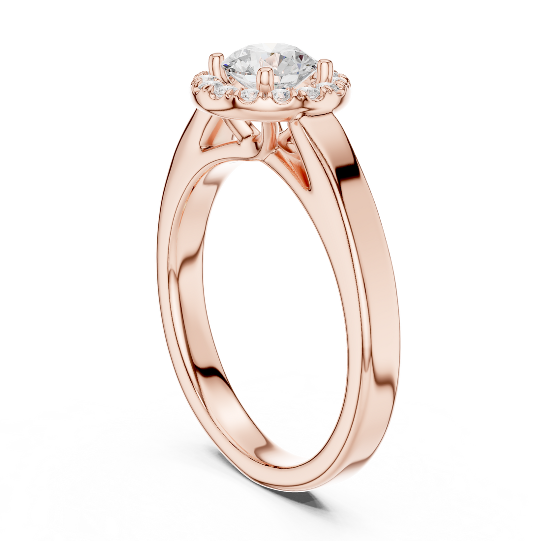 LR-0264 - Halo Round Ring - White Gold