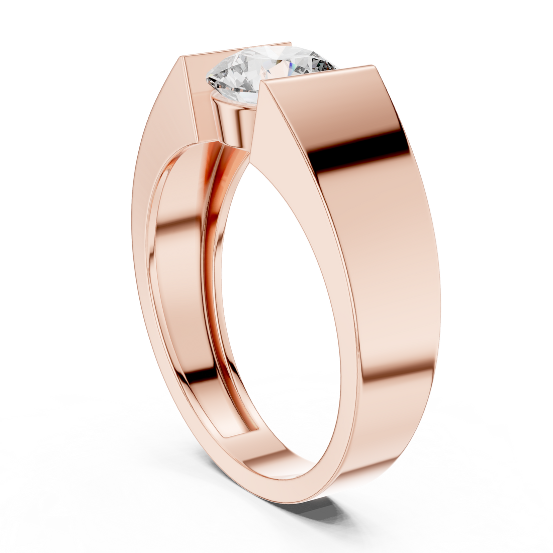 9#10050L - Solitaire Round Ring - White Gold