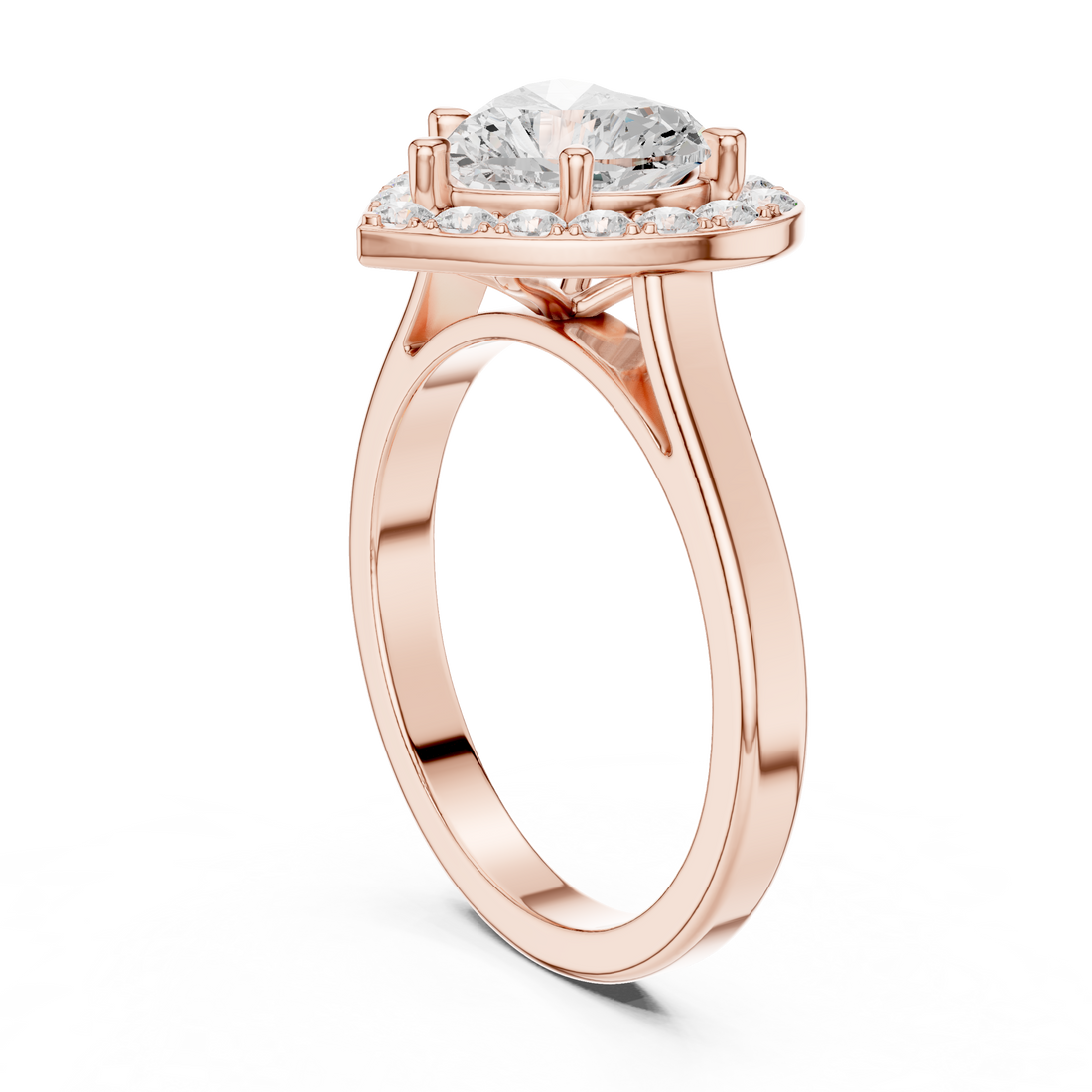 DDLR-360 - Halo Heart Ring - White Gold