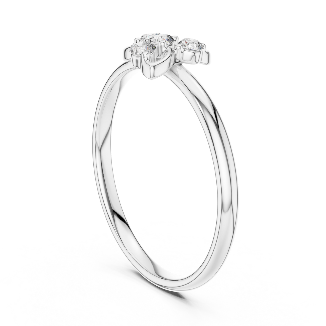 1 (375) - Fashion Round Ring - White Gold