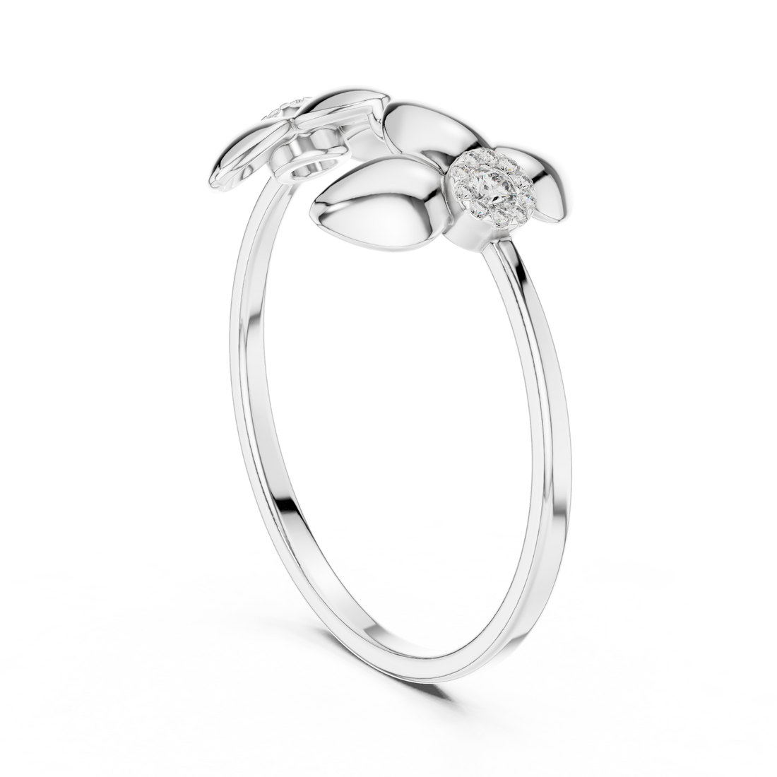 1 (199) - Fashion Round Ring - White Gold