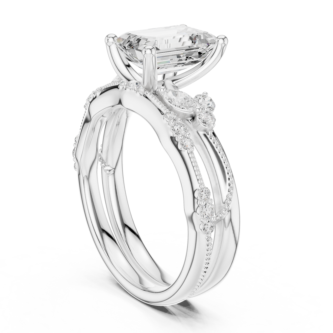 DDLR - 299 - EMERALD - Solitaire Emerald Ring - White Gold