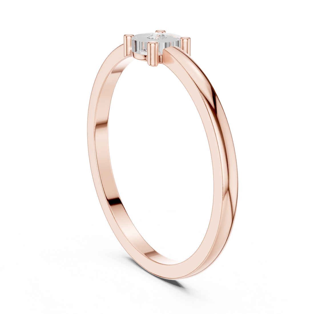DDLR-413 - Solitaire Round Ring - White Gold