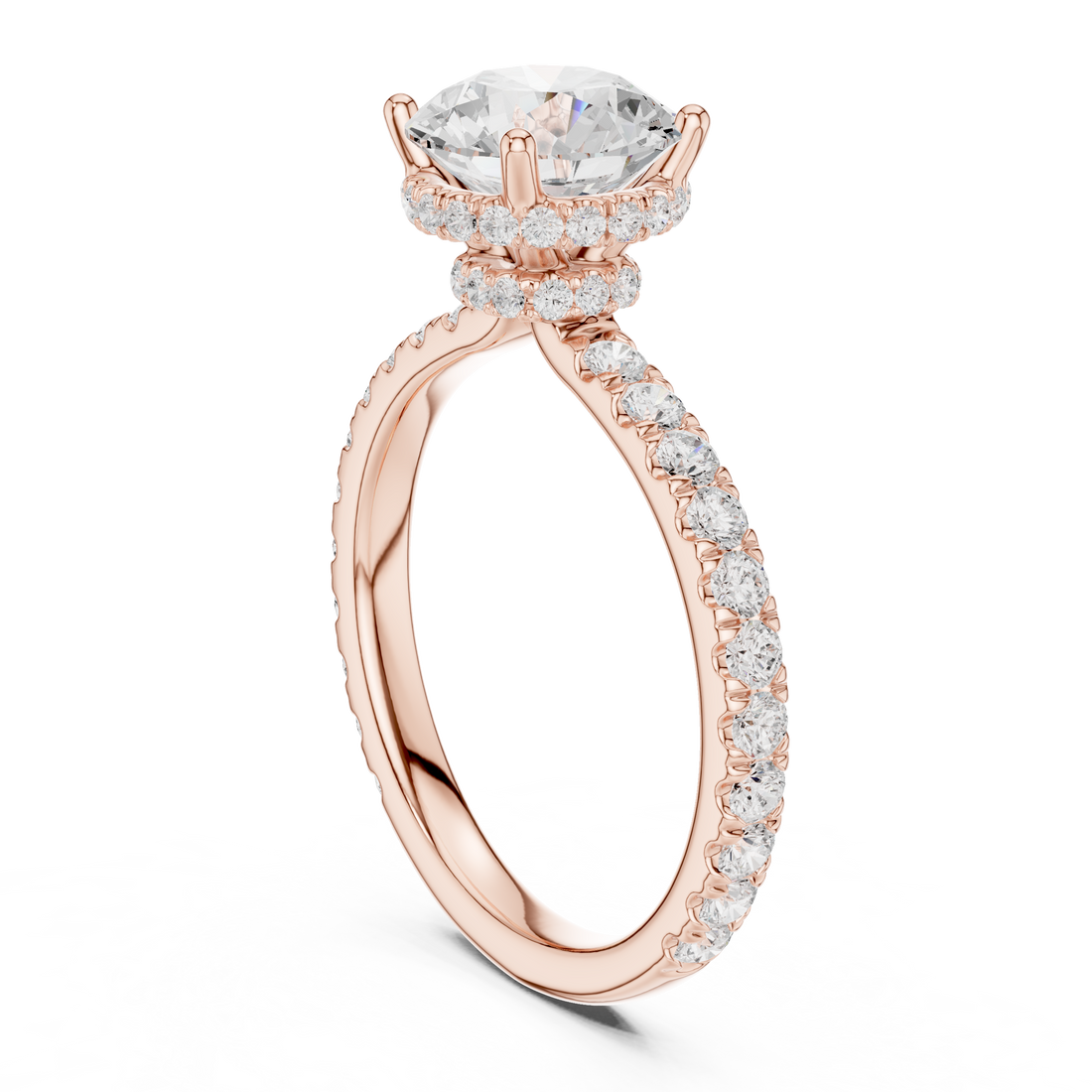 DDLR-165 -RD - Halo Round Ring - White Gold