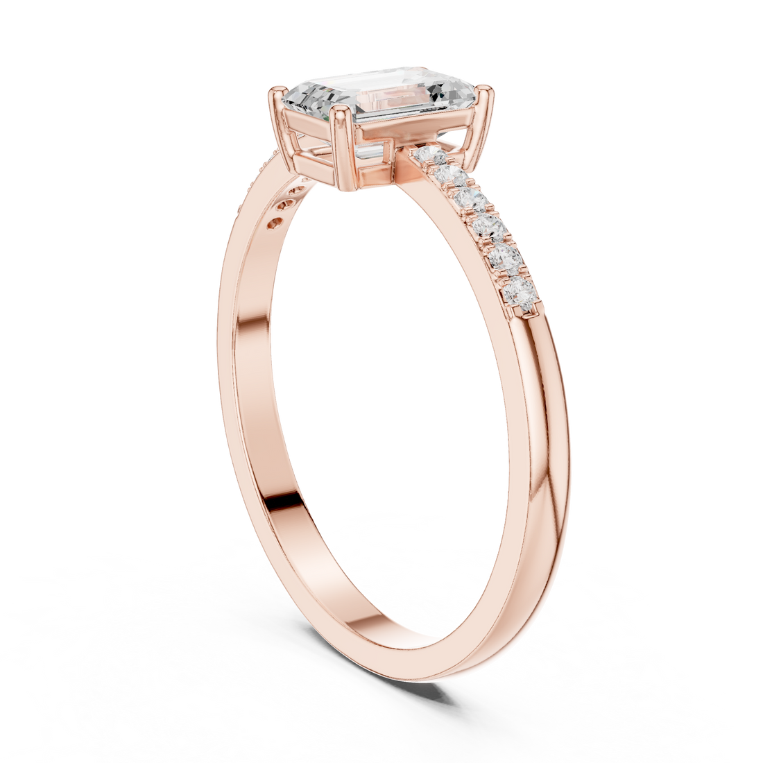 HLR-257 - Fashion Emerald Ring - White Gold