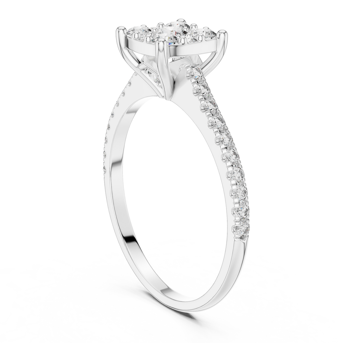 DDLR-004 - Fashion Cushion Ring - White Gold