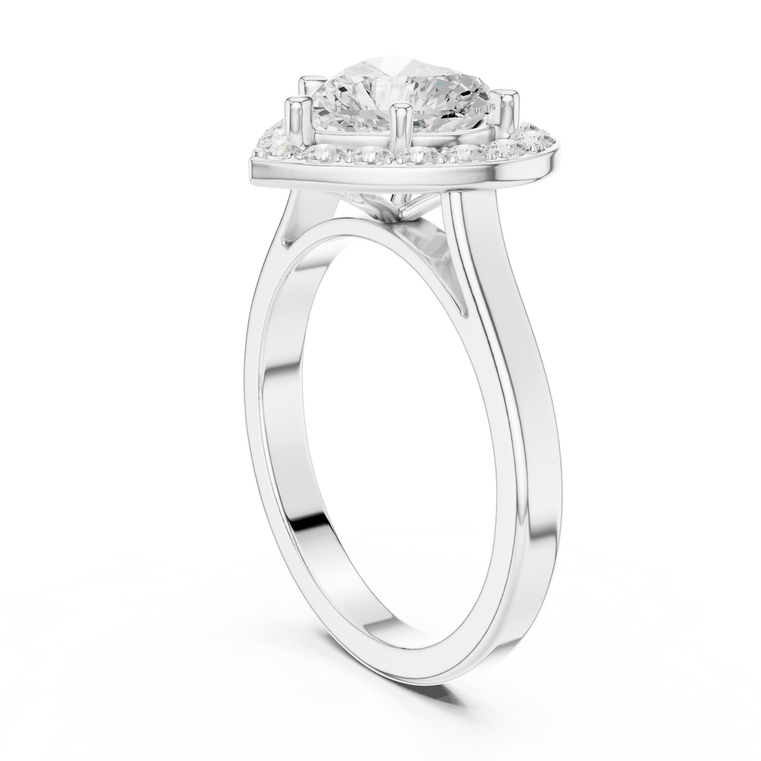 DDLR-360 - Halo Heart Ring - White Gold