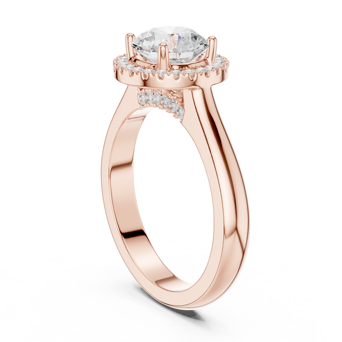 DDLR-338 - Halo Round Ring - White Gold
