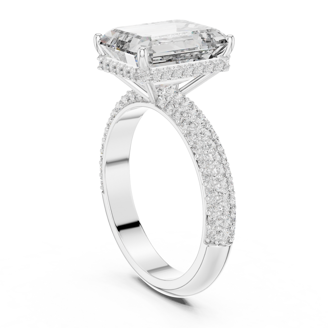 9#10022L_30 - Solitaire Emerald Ring - White Gold