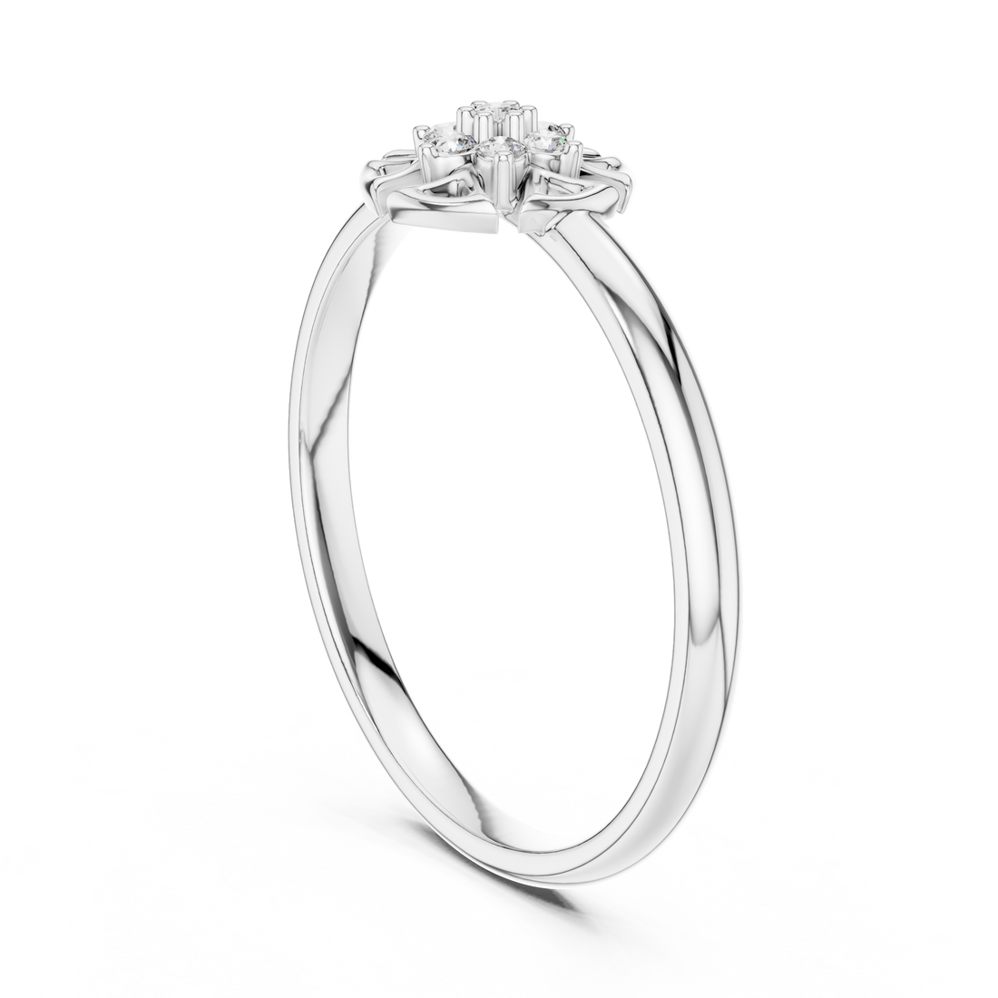 1 (441) - Fashion Round Ring - White Gold