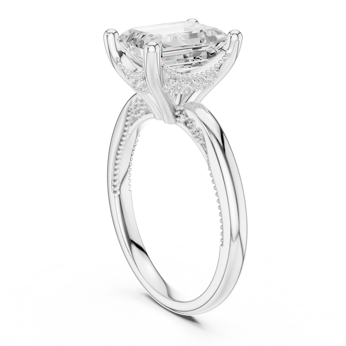 DDLR-175 - EM - Solitaire Emerald Ring - White Gold
