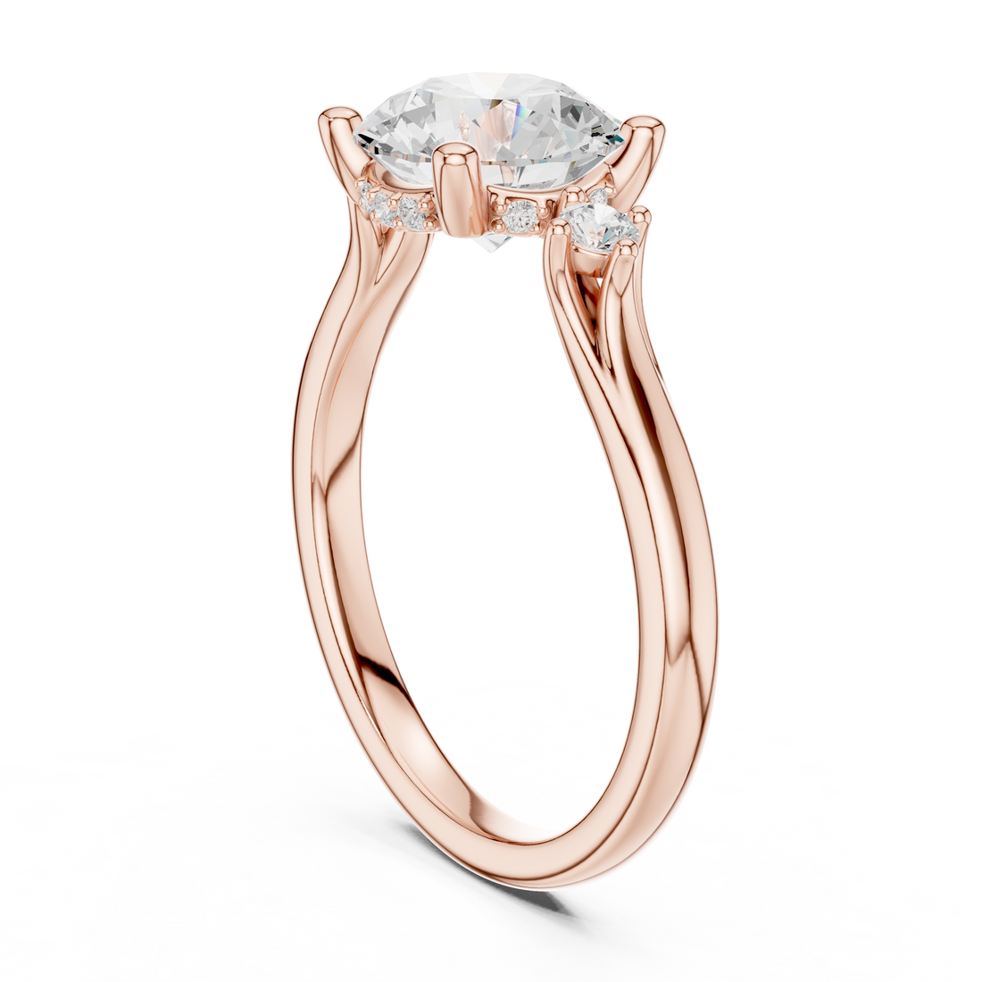 DDLR-975 - Three Stone Round Ring - White Gold