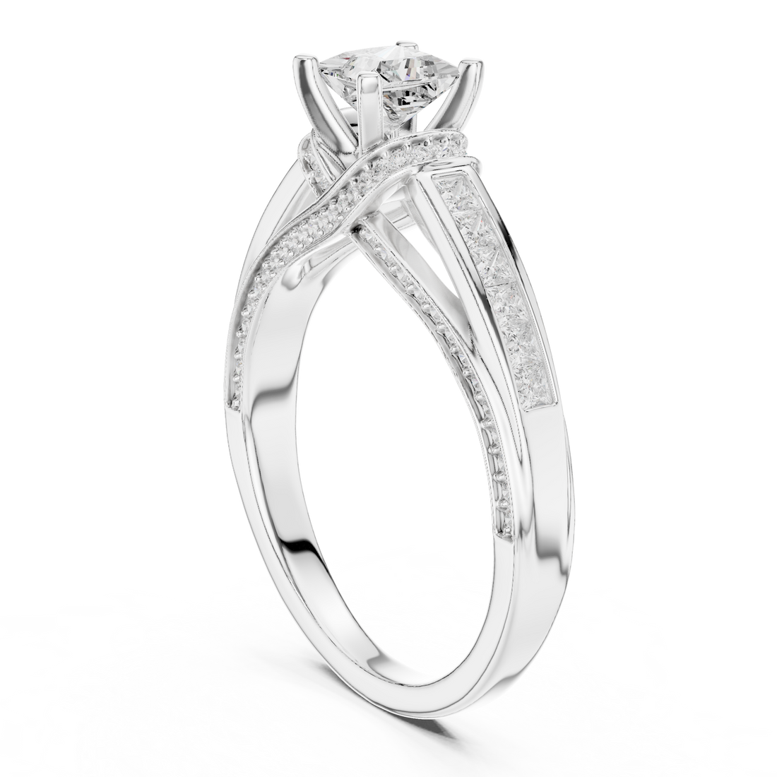 LR-0282 - Solitaire Princess Ring - White Gold