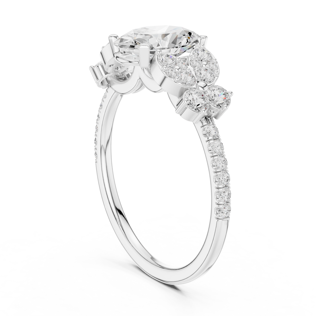 DDLR-1052 - Fashion Oval Ring - White Gold