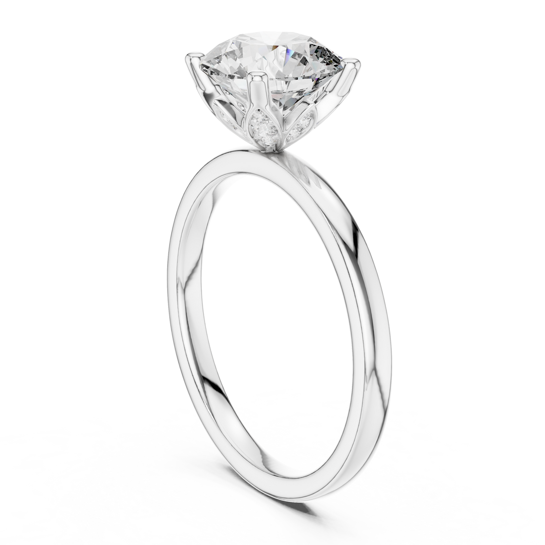 DDLR-170 - Solitaire Round Ring - White Gold